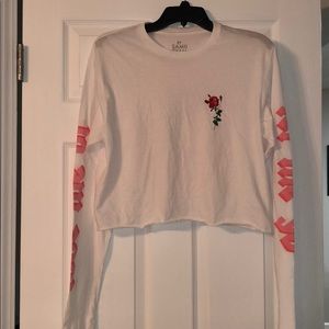 Let Me Go Leopard White Crop Long Sleeve T-Shirt